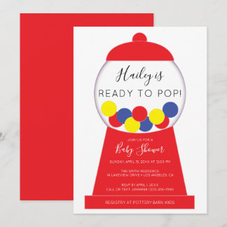 Moderne, helle, neutrale Gumball-Babydusche Einladung