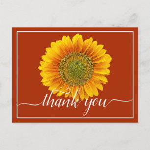 Moderne helle orange-gelbe Sonnenblume Danke Postkarte