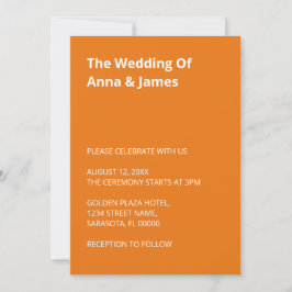 Moderne, helle Orange Hochzeitseinladung Einladung