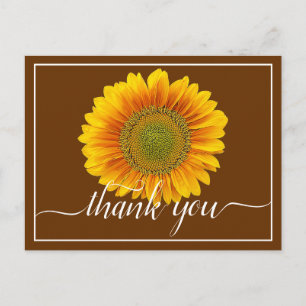 Moderne helle orange und gelbe Sonnenblume Danke Postkarte