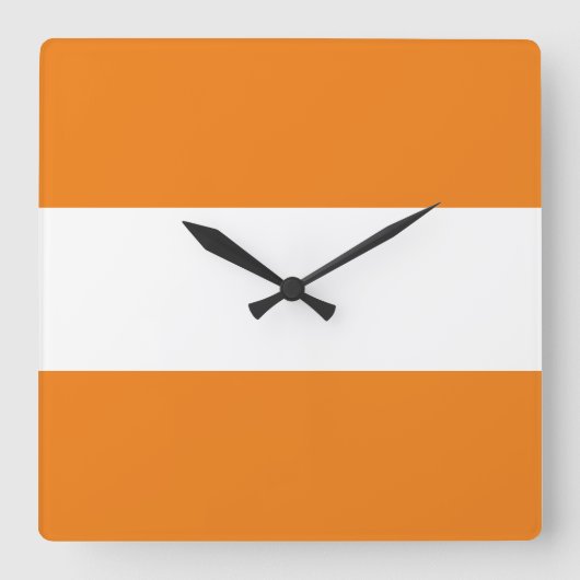 Moderne, helle, orange weiße Sommer Streifen Quadratische Wanduhr (Vorderseite)