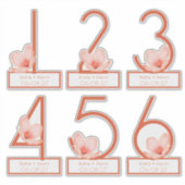 Moderne, helle orangefarbene Tischnummern 1-6 gesc Aufkleber (Vorderseite)