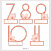 Moderne, helle orangefarbene Tischnummern 7-11 Aufkleber (Blatt)