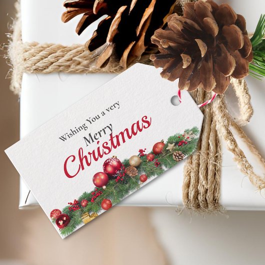 Moderne, helle Ornamente bis hin zu Weihnachtsfeie Geschenkanhänger