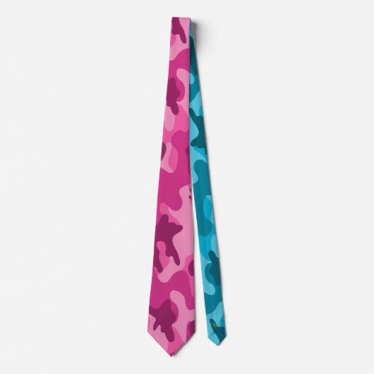 Moderne Helle Pink Blaue Camo, Monogramm Anfangsbu Krawatte (Vorderseite)