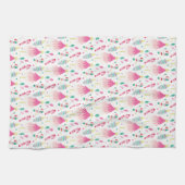 Moderne Helle Rosa Whimsical Weihnachten Geschirrtuch (Horizontal)