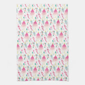 Moderne Helle Rosa Whimsical Weihnachten Geschirrtuch (Vertikal)