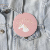 Moderne helle Rose Rosa Weißes magisches Einhorn Button (Beispiel)