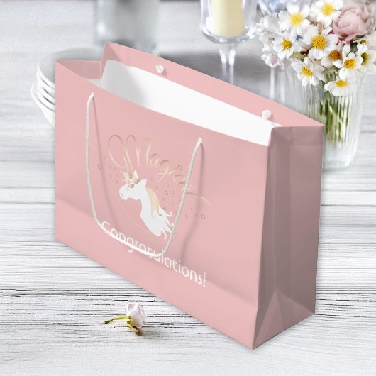 Moderne helle Rose Rosa Weißes magisches Einhorn Große Geschenktüte