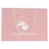Moderne helle Rose Rosa Weißes magisches Einhorn Große Geschenktüte (Rückseite)