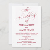 Moderne, helle Rot-Weiß-Einfache Hochzeit Einladung (Vorderseite)