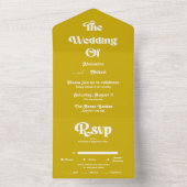 Moderne, helle Senf-Gelbe Minimalistische Hochzeit All In One Einladung (Innen Boden)