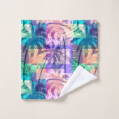 Moderne, helle tropische Palmen Muster Badhandtuch Set (Waschlappen)