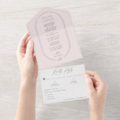 Moderne, helle, weiche, rosa Hochzeit in einem ein All In One Einladung (Abreißtisch)