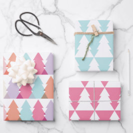 Moderne, helle Weihnachtsbaumen Geschenkpapier Set