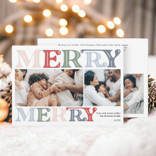 Moderne, helle Weihnachtsfamilie 4 Fotos Feiertagskarte