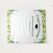 Moderne, helle Zitronen, grünes Foto Hintergrund Wandteppich (Vorderseite (Horizontal))