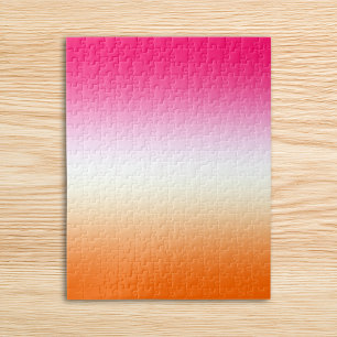 Moderne Helles Rosa Weiß und Orange Ombre Puzzle