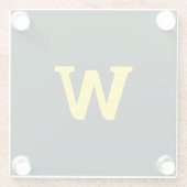 Moderne, hellgelbe Anfangsbuchstaben Glasuntersetzer (Rückseite)