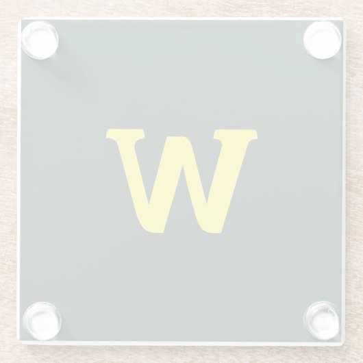 Moderne, hellgelbe Anfangsbuchstaben Glasuntersetzer (Rückseite)