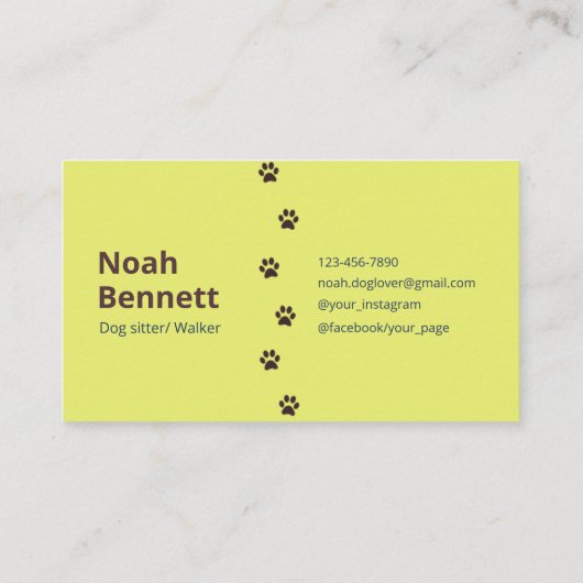 Moderne, hellgelbe, rustikal-braune Sitzgelegenhei Visitenkarte (Rückseite)