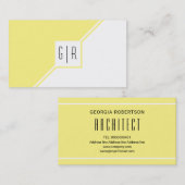 Moderne, hellgelbe und weiße Monogramm-Geometrie Visitenkarte (Vorne/Hinten)