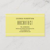 Moderne, hellgelbe und weiße Monogramm-Geometrie Visitenkarte (Rückseite)