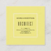 Moderne hellgelbe, weiße Dreiecke Quadratische Visitenkarte (Rückseite)