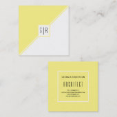 Moderne hellgelbe, weiße Dreiecke Quadratische Visitenkarte (Vorne/Hinten)