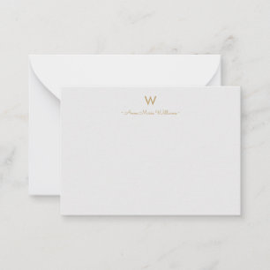 Moderne hellgraue goldene Schriftmonogramm Mitteilungskarte