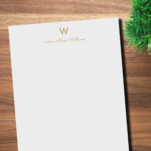 Moderne hellgraue goldene Schriftmonogramm Notizblock