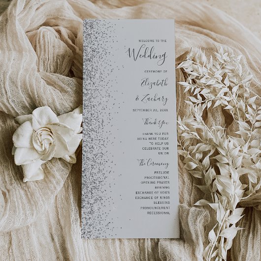 Moderne, hellgraue Silver Glitzer Edge Wedding
