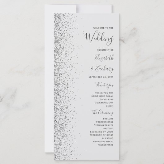 Moderne, hellgraue Silver Glitzer Edge Wedding (Vorderseite)
