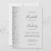 Moderne, hellgraue Silver Glitzer Edge Wedding Einladung (Vorderseite)