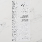 Moderne, hellgraue Silver Glitzer Edge Wedding Menükarte (Vorderseite)