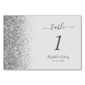 Moderne, hellgraue Silver Glitzer Edge Wedding Tischnummer (Vorderseite)