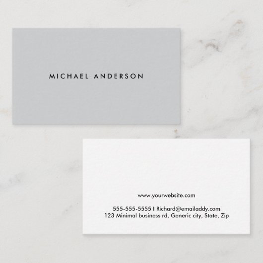 Moderne, hellgraue Visitenkarten Visitenkarte (Vorne/Hinten)
