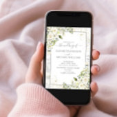 Moderne, hellgraue, weiße, florale Goldmarmor Hoch Einladung