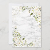 Moderne, hellgraue, weiße, florale Goldmarmor Hoch Einladung (Rückseite)