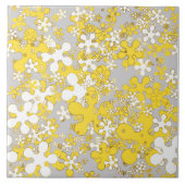 Moderne, hellgraue, weiße Senfgelbe, Blume Fliese (Vorderseite)