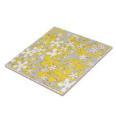 Moderne, hellgraue, weiße Senfgelbe, Blume Fliese (Seite)