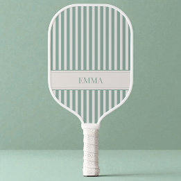 Moderne Hellgrün Gestreifte Niedliche Preppy Einfa Pickleball Schläger