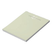 Moderne Hellgrün-Weiße Skript-Monogramm Notizblock (Rotiert)