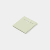 Moderne Hellgrün-Weiße Skript-Monogramm Post-it Klebezettel (angewinkelt)