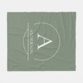 Moderne Hellgrüne Einfache Familienname Monogramm Fleecedecke (Vorderseite (Horizontal))