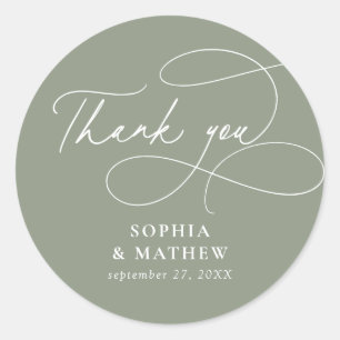 Moderne Hellgrüne Flourish Dankeschön Favor Runder Aufkleber
