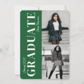 Moderne, hellgrüne Foto-Graduierungspartei Einladung (Vorderseite)