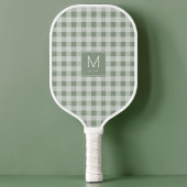 Moderne Hellgrüne Gingham-Monogramm Etablierte Fir Pickleball Schläger