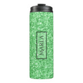 Moderne, hellgrüne Glitzer Textur Thermosbecher (Vorderseite)