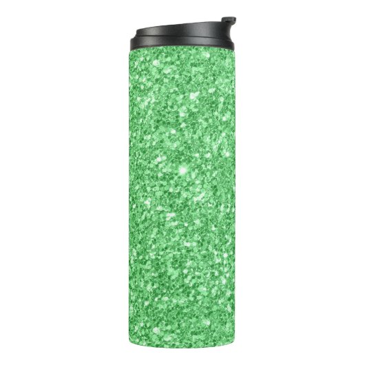 Moderne, hellgrüne Glitzer Textur Thermosbecher (Nach links gedreht)